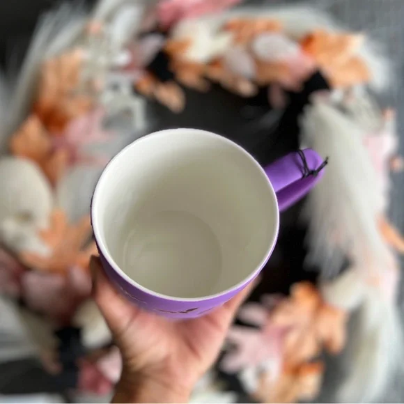 ✨NEW👻Cobwebs and Cauldrons Purple Soft Touch Cherry Bats Halloween Mug💜 - Picture 3 of 7